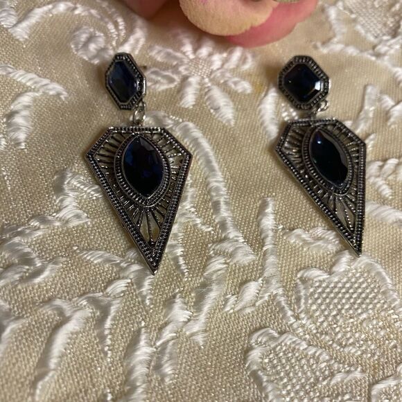 DEROATY Sterling Sliver Black drop Pearl  Earrings - Picture 3 of 5